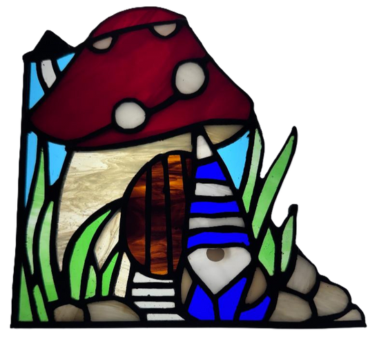 Gnome Stained Glass Sun Catcher - Whimsical Garden Decor | Sunlit Glass