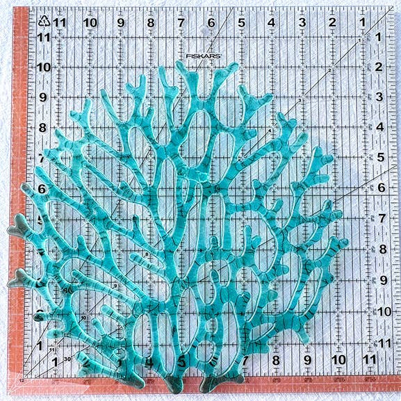 Fused Glass Coral Fan - 10x10" Handmade Coastal Wall Art | Sunlit Glass