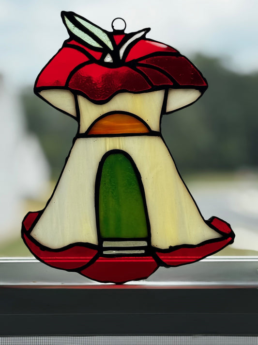 Apple Core Stained Glass Sun Catcher - Kitchen Window Decor | Sunlit Glass
