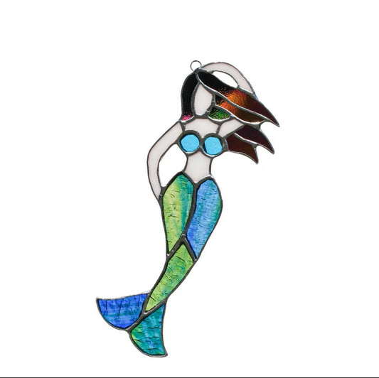Stained Glass Mermaid - Whimsical Ocean Decor | Sunlit Glass
