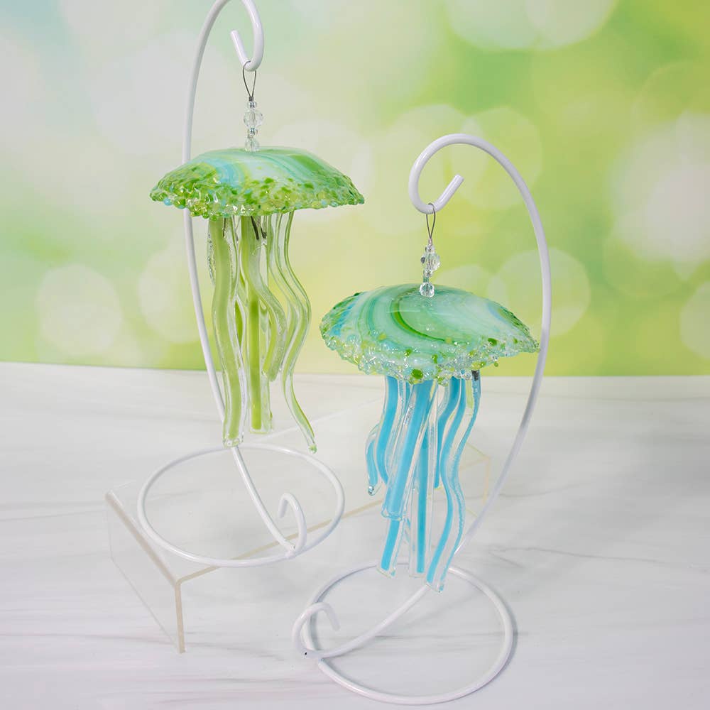 Handmade Fused Glass Baby Jellyfish Ornaments - Sunlit Glass