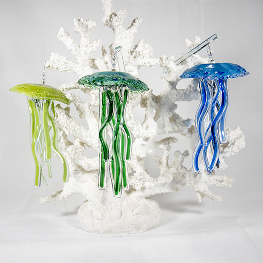 Handmade Fused Glass Baby Jellyfish Ornaments - Sunlit Glass