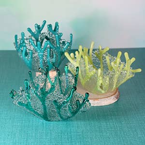 Handmade Fused Glass Coral Tealight Candle Holder - Coastal Decor - Sunlit Glass