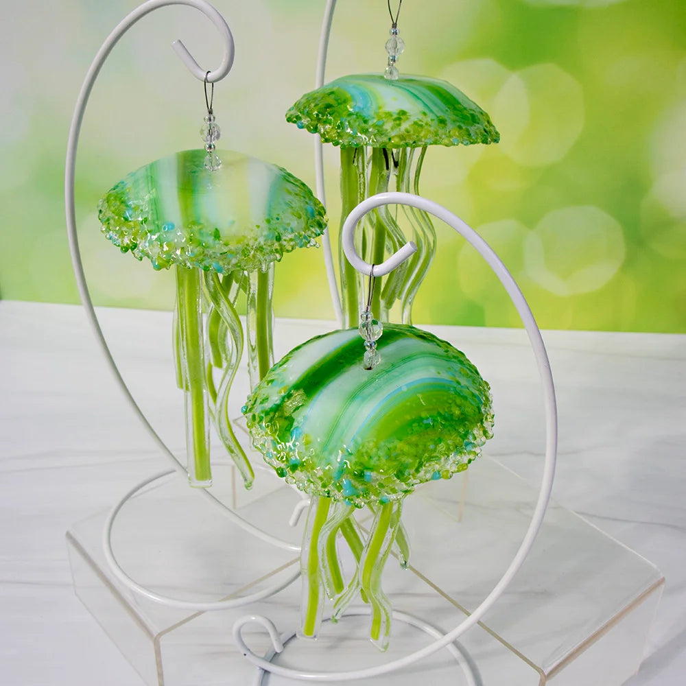 Fused Glass Baby Jellyfish Ornaments - 7" Beach Decor | Sunlit Glass