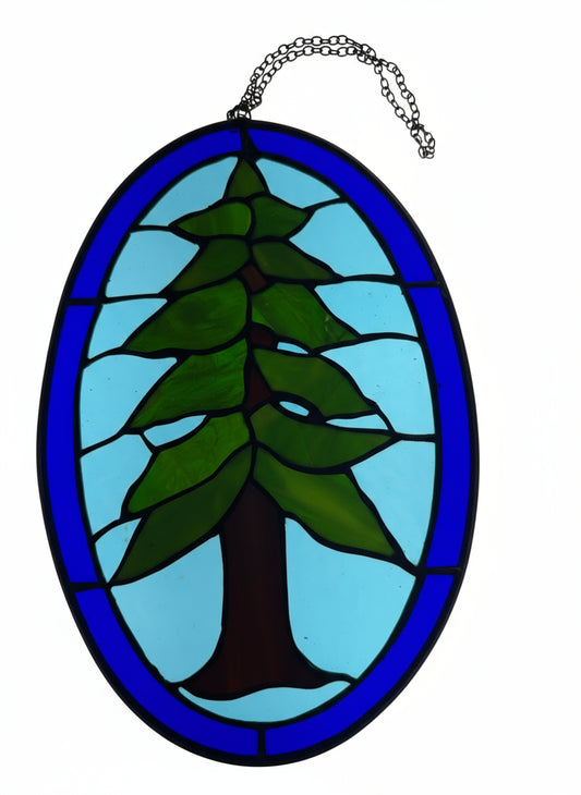 Stained Glass Redwood Tree - Handcrafted Nature Art | Sunlit Glass