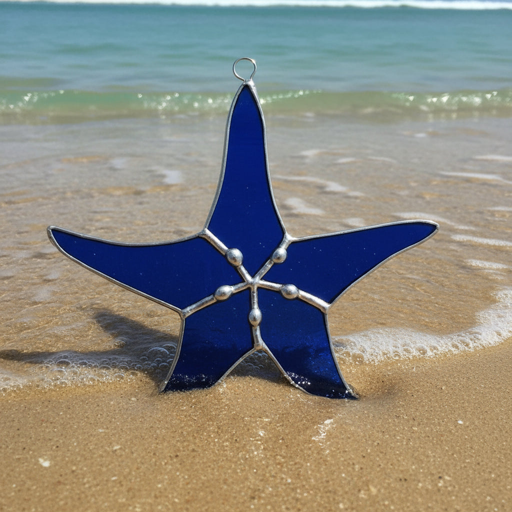 Starfish Stained Glass - 5" Handmade Ocean Decor | Sunlit Glass