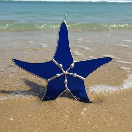 Starfish Stained Glass - 5" Handmade Ocean Decor | Sunlit Glass
