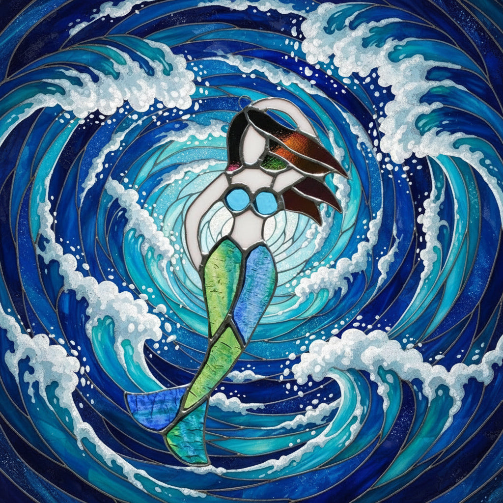Stained Glass Mermaid - Whimsical Ocean Decor | Sunlit Glass