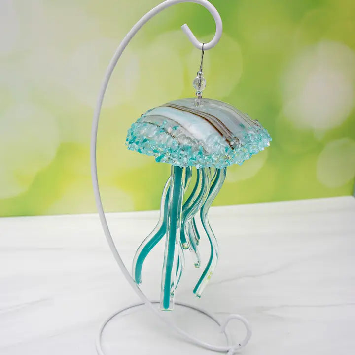 Fused Glass Baby Jellyfish Ornaments - 7" Beach Decor | Sunlit Glass