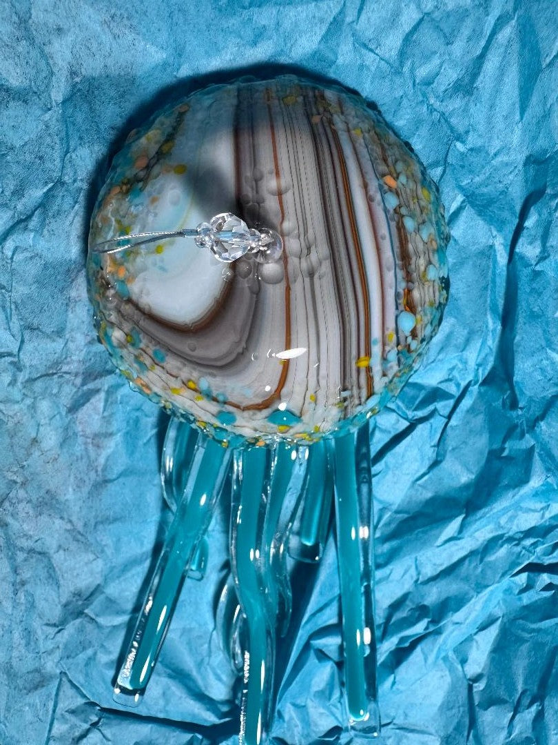 Fused Glass Baby Jellyfish Ornaments - 7" Beach Decor | Sunlit Glass
