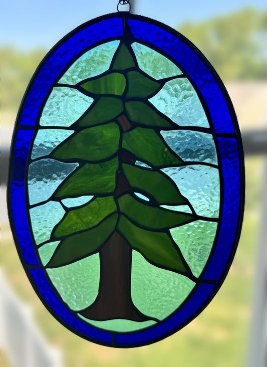 Stained Glass Redwood Tree - Handcrafted Nature Art | Sunlit Glass