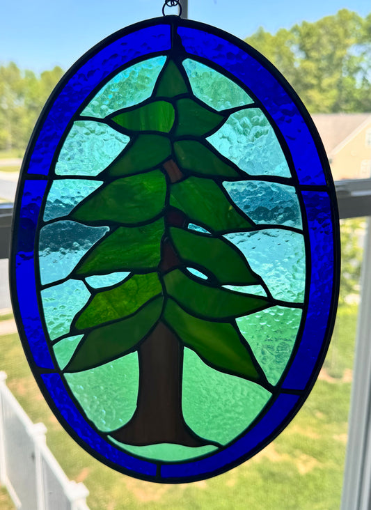 Stained Glass Redwood Tree - Handcrafted Nature Art | Sunlit Glass