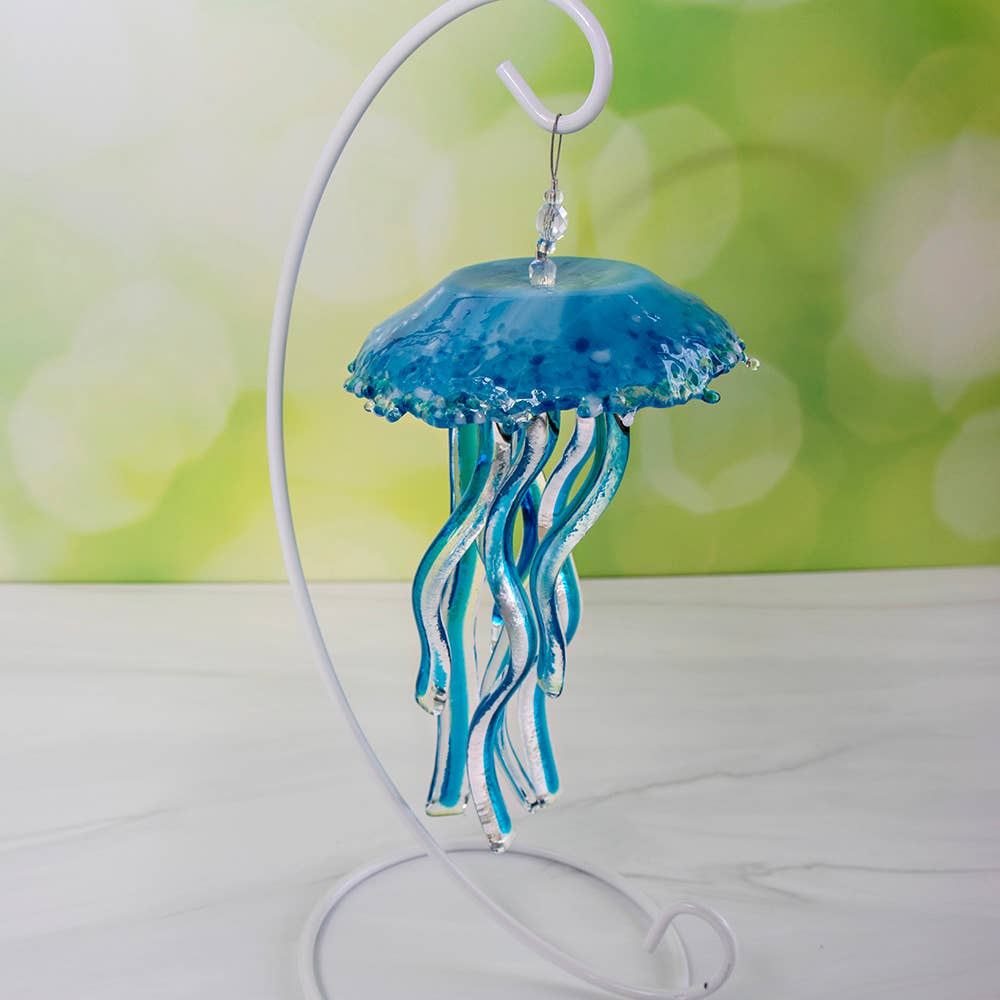 Handmade Fused Glass Baby Jellyfish Ornaments - Sunlit Glass