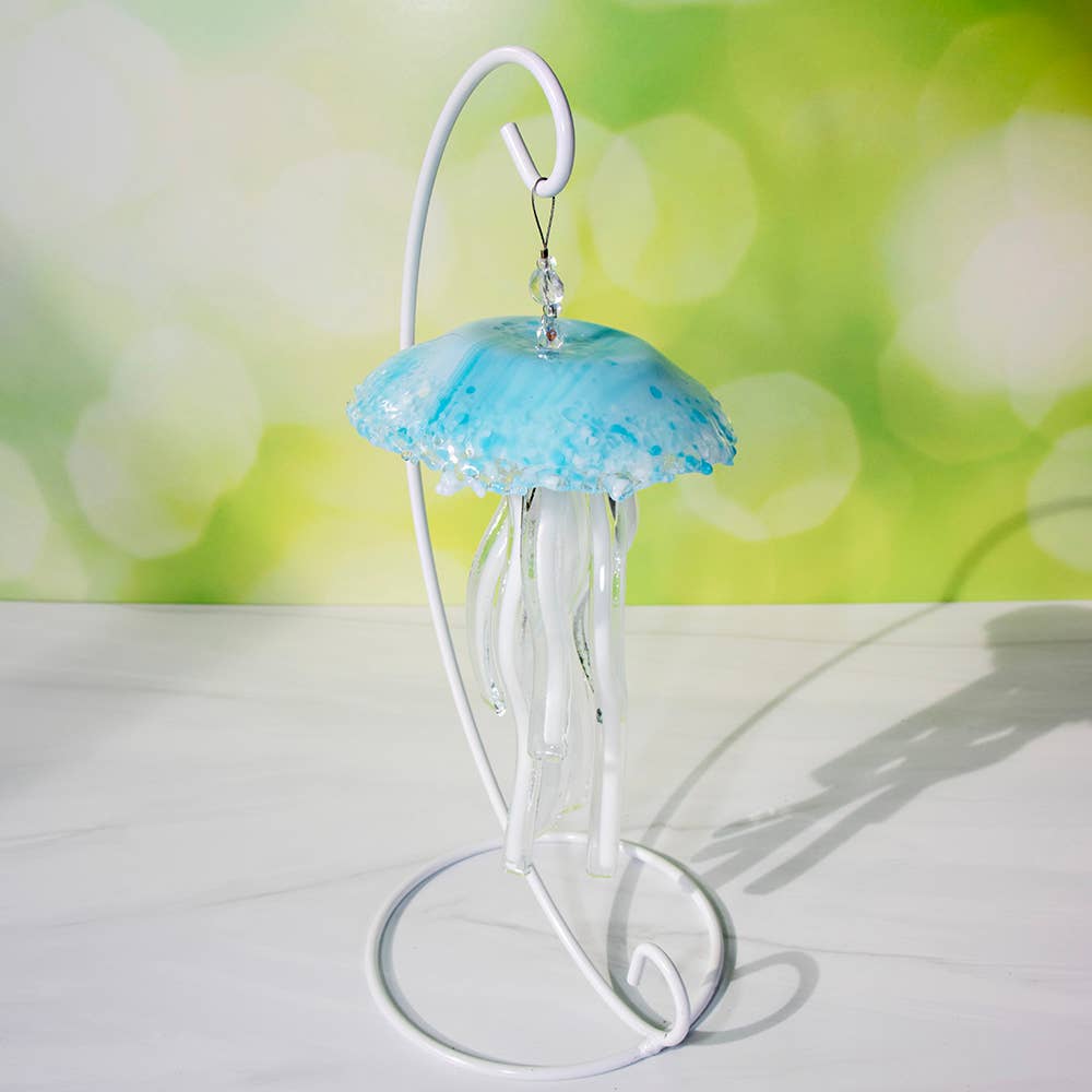 Handmade Fused Glass Baby Jellyfish Ornaments - Sunlit Glass