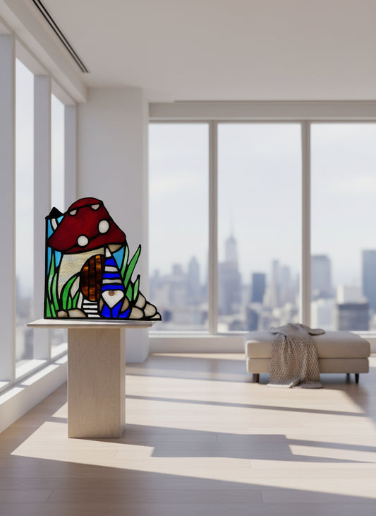 Gnome Stained Glass Sun Catcher - Whimsical Garden Decor | Sunlit Glass