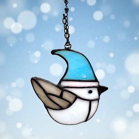 Stained Glass Christmas Bird Ornament - Handmade Holiday Decor | Sunlit Glass